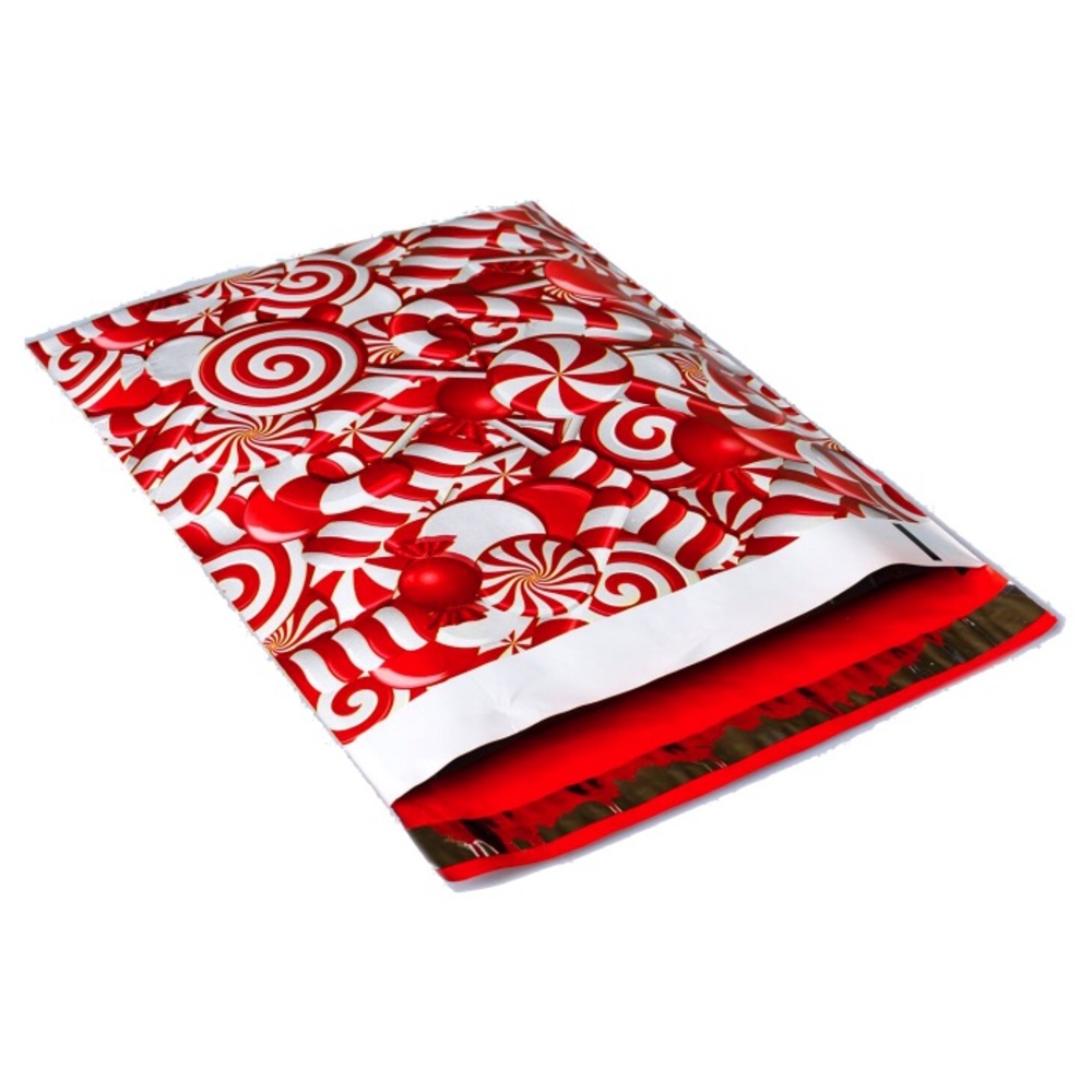 Candy Cane Poly Mailers 10x13 Pack of 25 - Picture 3 of 6